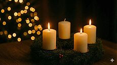 Adventskranz mit 3 brennenden Kerzen